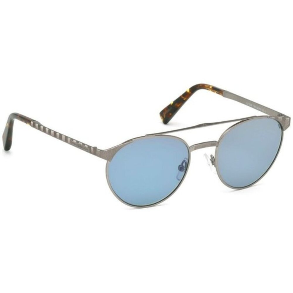 Ermenegildo Zegna Matte Gunmetal Round Sunglasses